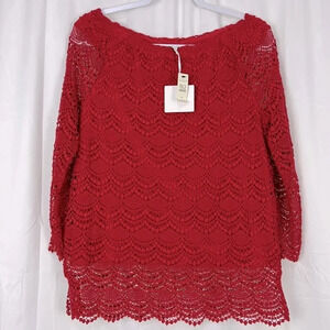 NEW RSVP BY Talbots Women’s M Red Lace Top‎